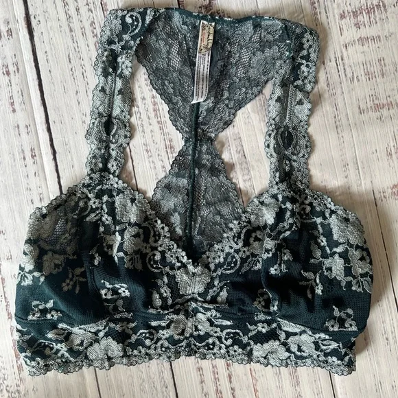 Teal and white lace Galoon bralette from Free People M - Picture 5 of 5